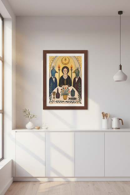 folk art wall print | Surreal Naive Palette | Living Room Decor