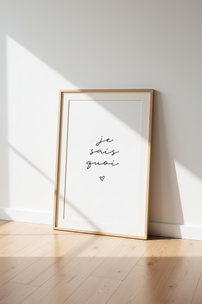 Je Sais Quoi Wall Art Print | French Quote Poster Decor | Minimalist Script Art
