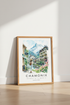 Chamonix France Travel Poster | Watercolor Mountain Wall Art, French Alps Decor
