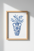 Chinoiserie Art Print | Blue White Ginger Jar Vase, Coastal Botanical Wall Decor