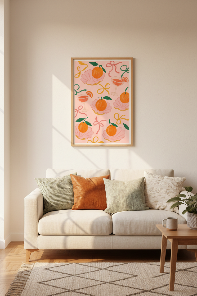 Preppy Coquette Wall Art Print | Pink Coastal Decor | Girly Bow Aesthetic Poster