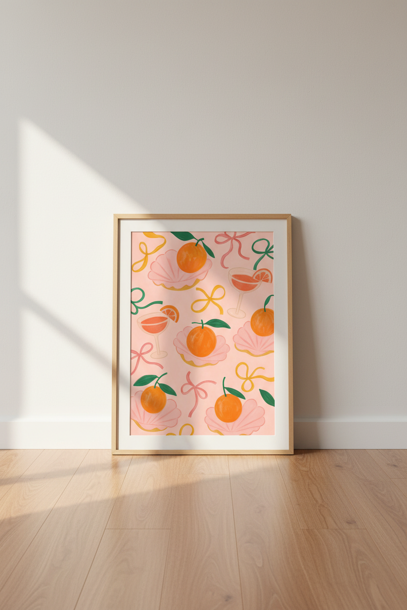 Preppy Coquette Wall Art Print | Pink Coastal Decor | Girly Bow Aesthetic Poster