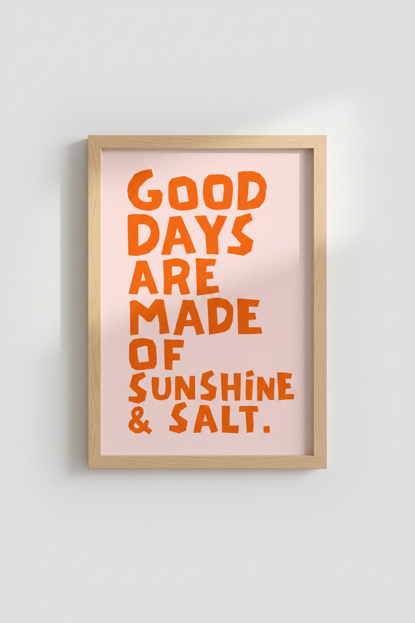 Sunshine Wall Art | Bright Orange Typography, Coastal Decor