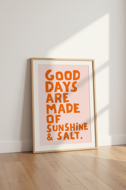 Sunshine Wall Art | Bright Orange Typography, Coastal Decor