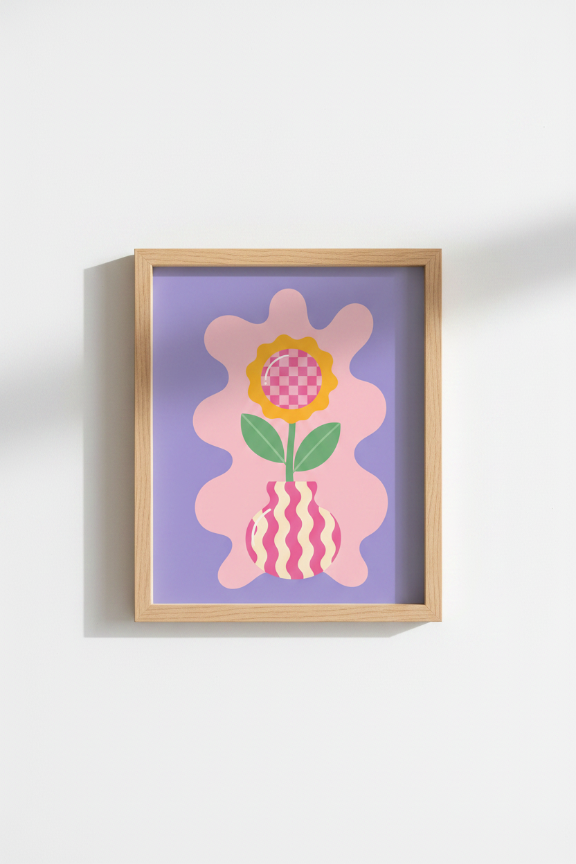 Danish Pastel Wall Art Print | Y2K Flower Aesthetic Poster | Pink &amp; Purple Dorm Decor
