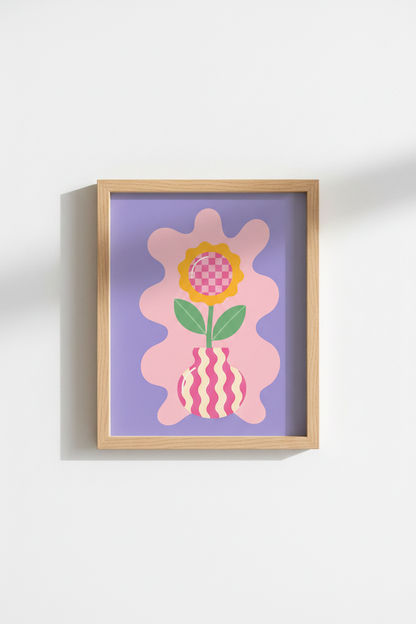 Danish Pastel Wall Art Print | Y2K Flower Aesthetic Poster | Pink &amp; Purple Dorm Decor