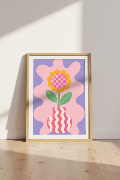 Danish Pastel Wall Art Print | Y2K Flower Aesthetic Poster | Pink &amp; Purple Dorm Decor