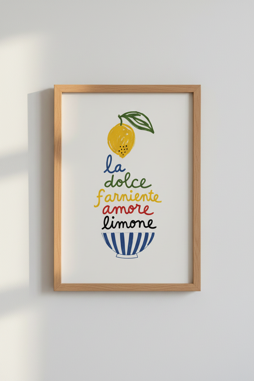 Italian Lemon Wall Art Print | Kitchen Decor | La Dolce Farniente Poster