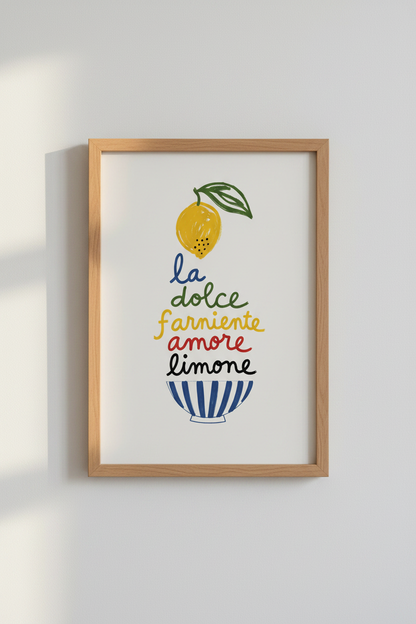 Italian Lemon Wall Art Print | Kitchen Decor | La Dolce Farniente Poster