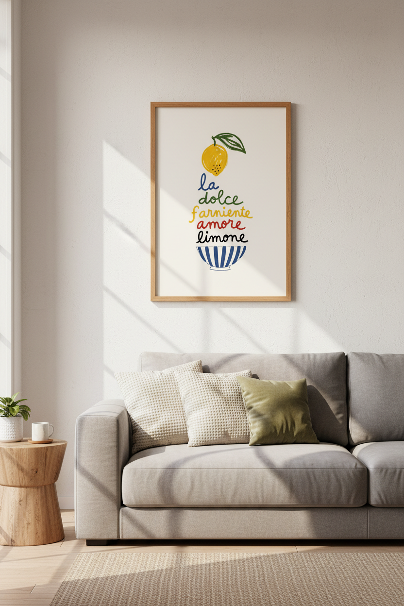 Italian Lemon Wall Art Print | Kitchen Decor | La Dolce Farniente Poster