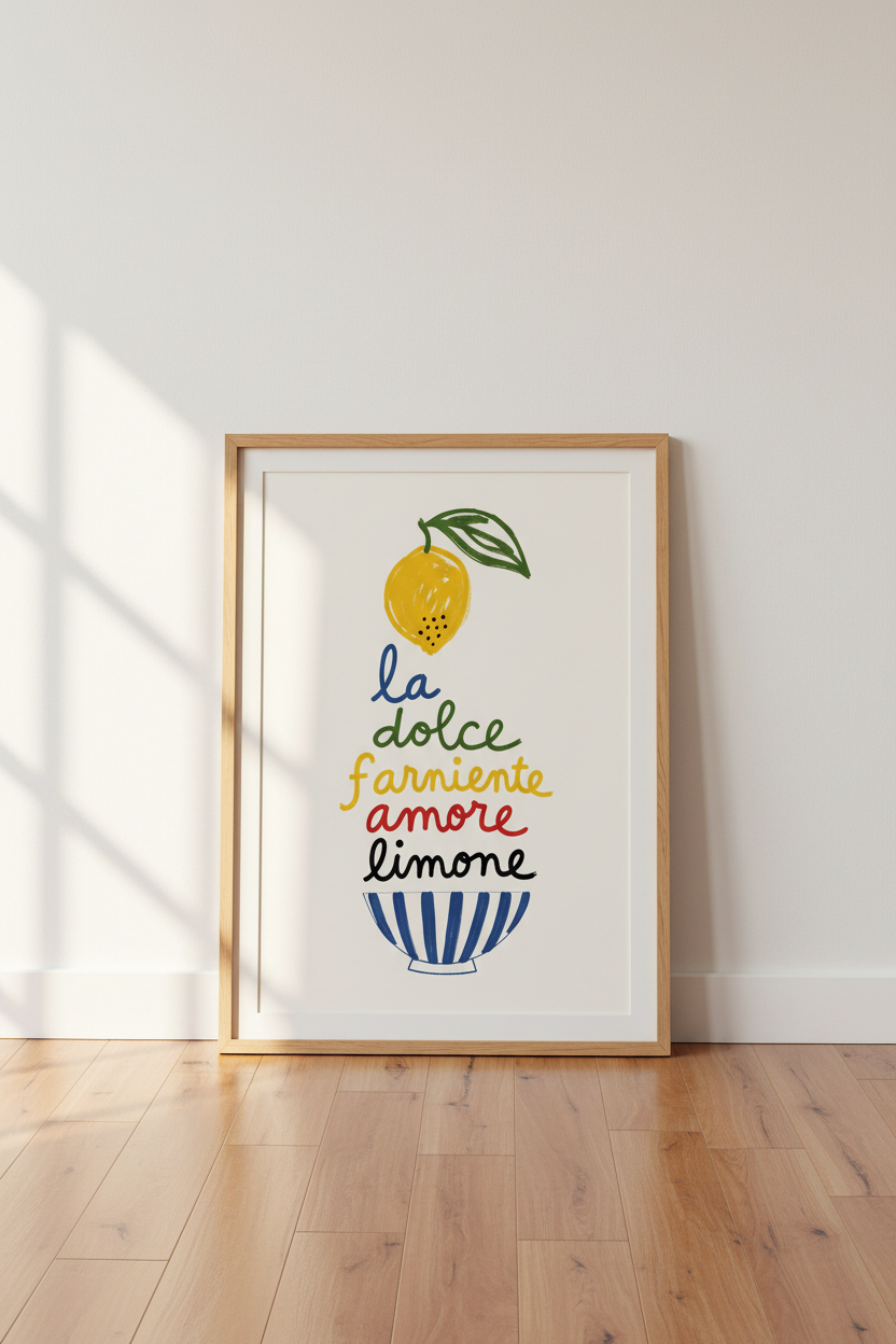 Italian Lemon Wall Art Print | Kitchen Decor | La Dolce Farniente Poster