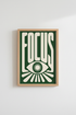 Focus Typography Wall Art | Green & Cream Retro Poster, Modern Office Decor