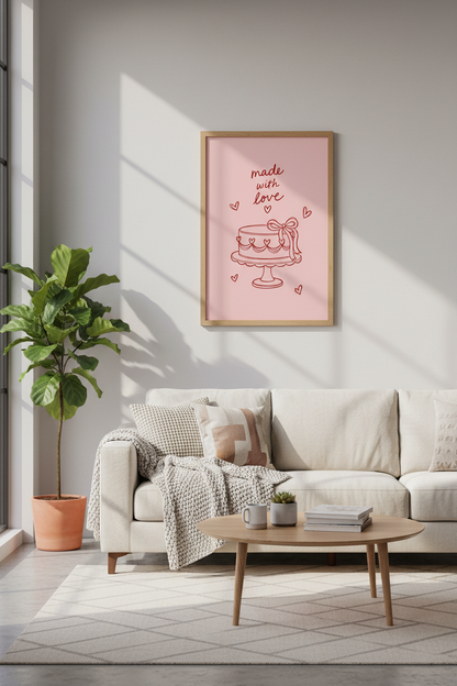Pink Cake Wall Art Print | Kitchen Decor | Coquette Aesthetic Poster