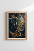 Jazz Musician Art Print | Saxophone Oil Painting Style, Music Room Decor Poster