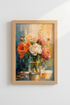 Peony Floral Wall Art | Impressionist Oil Style, Vibrant Flower Blossom Poster