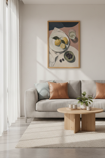 Still Life Fruit Wall Art | Lemon &amp; Grapes Print, Kitchen &amp; Dining Room Decor