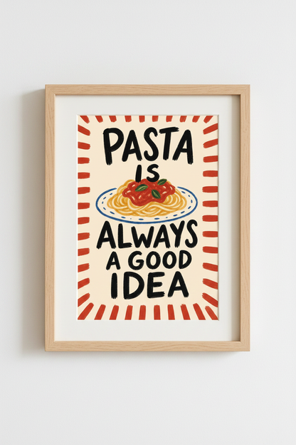 Pasta Wall Art Print | Kitchen Decor, Whimsical | Playful Poster