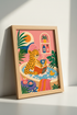 Leopard in Bathtub Wall Art | Pink Maximalist Decor | Fun Bathroom Poster