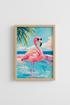 Flamingo Wall Art Print | Tropical Pool Decor | Preppy Pink Poster