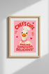 Funny Kitchen Wall Art | Cute Duck Chef Poster, Pink Dopamine Decor Foodie Gift