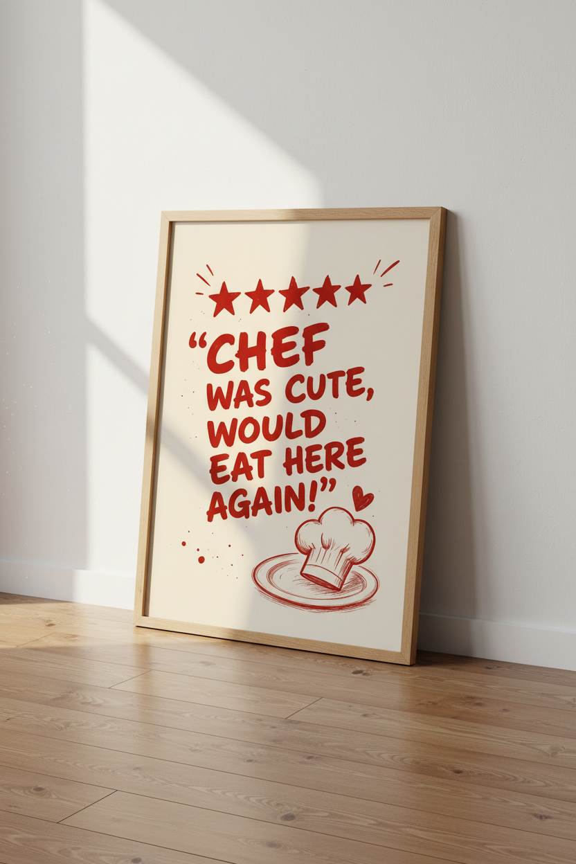 Funny Chef Quote Wall Art Print | Kitchen Decor | Retro Foodie Poster
