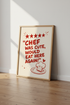 Funny Chef Quote Wall Art Print | Kitchen Decor | Retro Foodie Poster