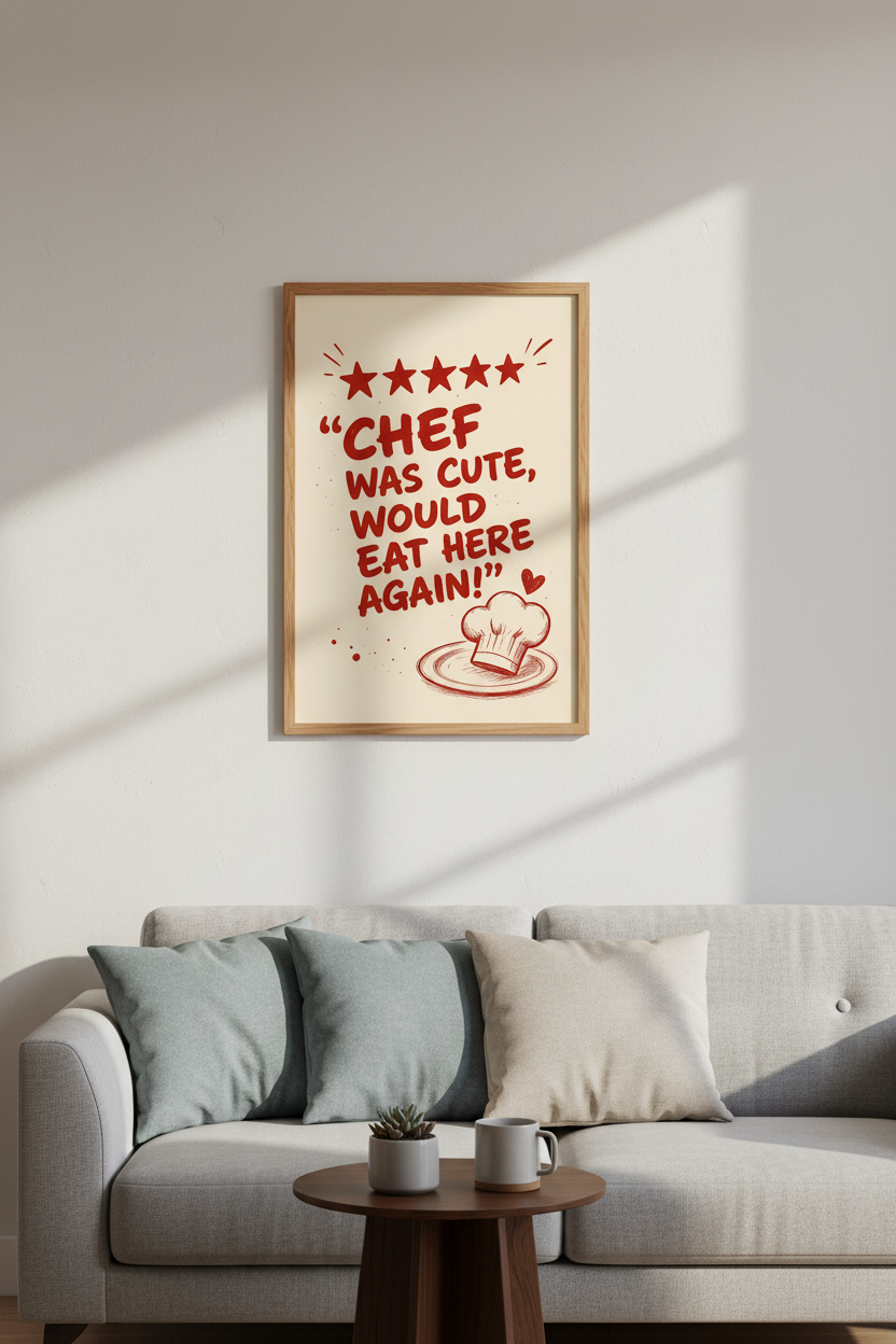 Funny Chef Quote Wall Art Print | Kitchen Decor | Retro Foodie Poster