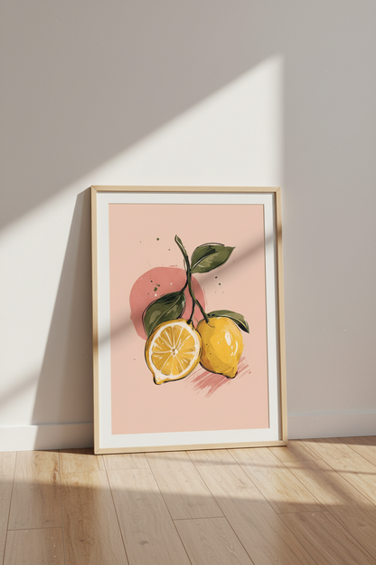 Lemon Botanical Wall Art | Kitchen Decor | Mediterranean Fruit Poster