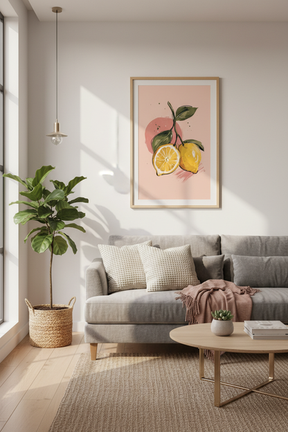 Lemon Botanical Wall Art | Kitchen Decor | Mediterranean Fruit Poster