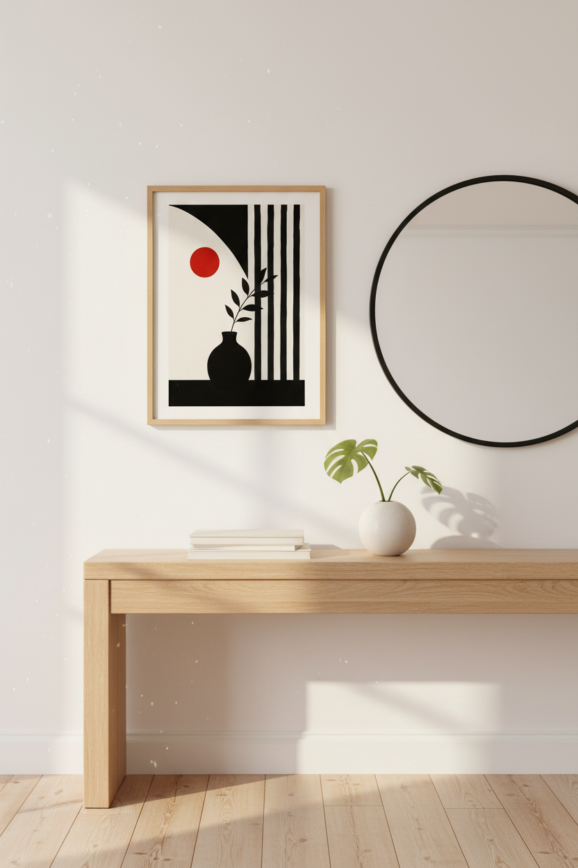 Abstract wall art | Minimalist monochrome vase poster, Living room decor