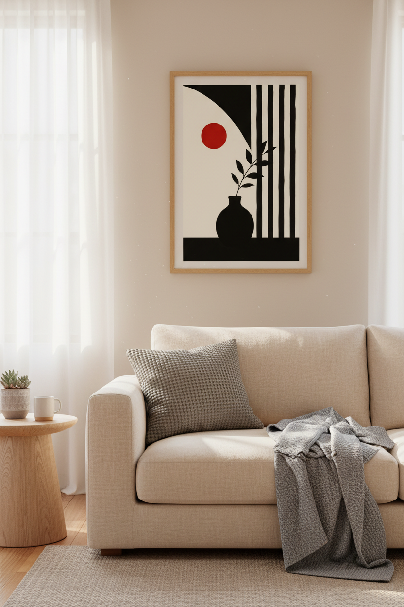 Abstract wall art | Minimalist monochrome vase poster, Living room decor