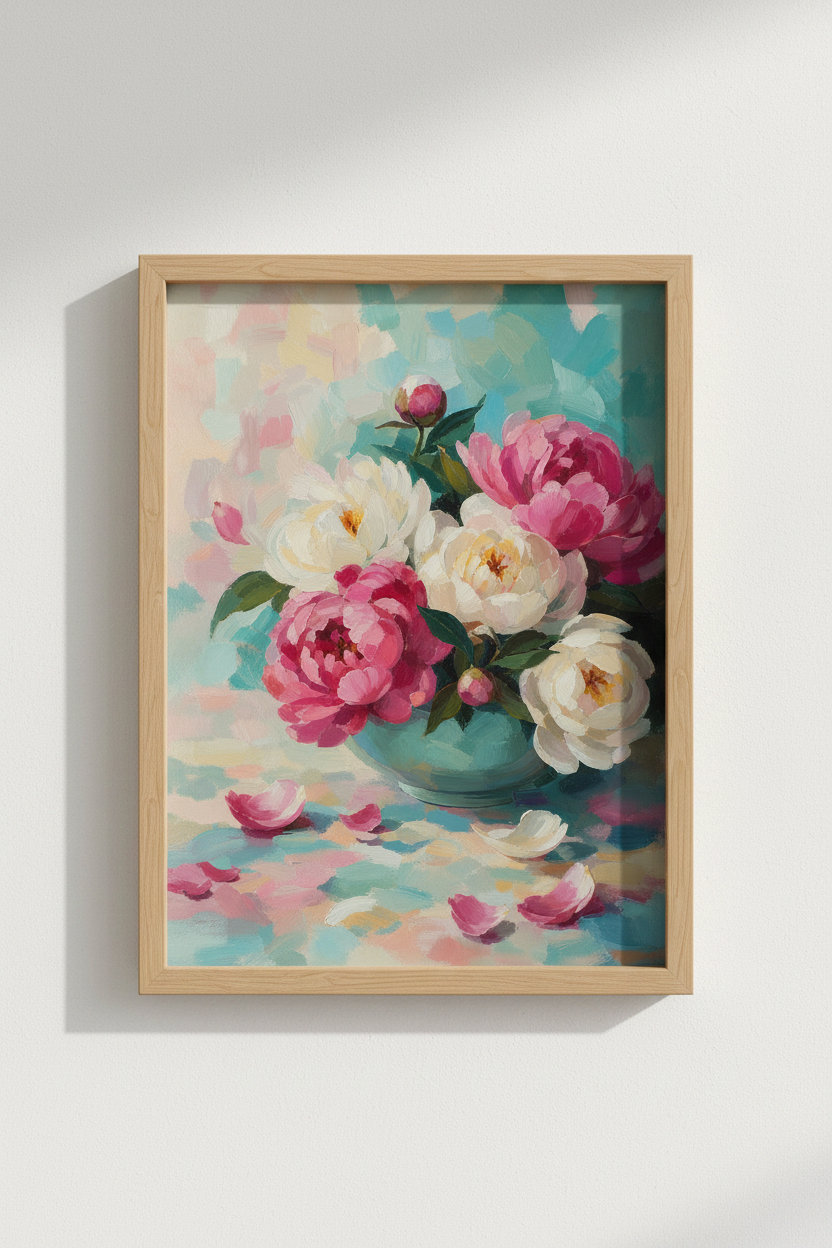Peony Wall Art | Impressionist Floral, Living Room Decor