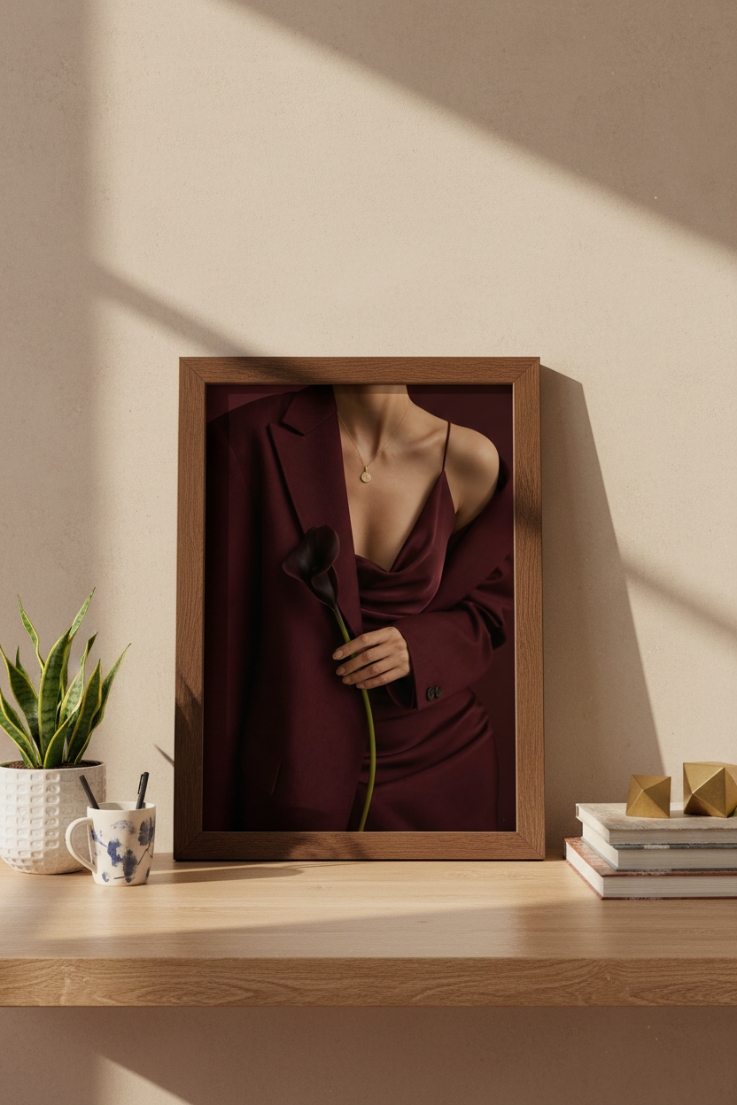 Burgundy Wall Art | Moody Velvet Tones, Luxe Living Room Decor