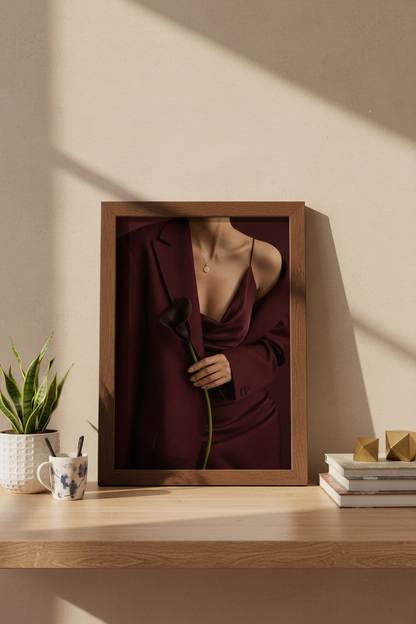 Burgundy Wall Art | Moody Velvet Tones, Luxe Living Room Decor