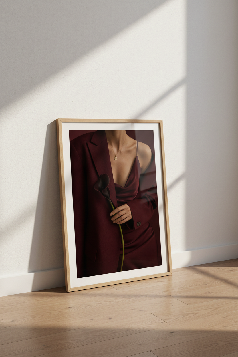 Burgundy Wall Art | Moody Velvet Tones, Luxe Living Room Decor