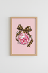 Pink Disco Ball Leopard Bow Wall Art Print | Preppy Room Decor | Trendy Coquette Poster