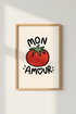 Mon Amour Tomato Wall Art Print | Red Kitchen Decor | French Aesthetic Poster
