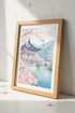 Japanese Cherry Blossom Pagoda Wall Art | Pink Sakura Landscape, Zen Bedroom Decor