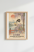 Japanese wall art print | Ukiyo-e Geisha Scene | Living Room Decor | Cherry Blossom Poster