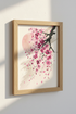 Cherry Blossom Japanese Wall Art | Pink Sakura Watercolor | Zen Bedroom Decor Poster
