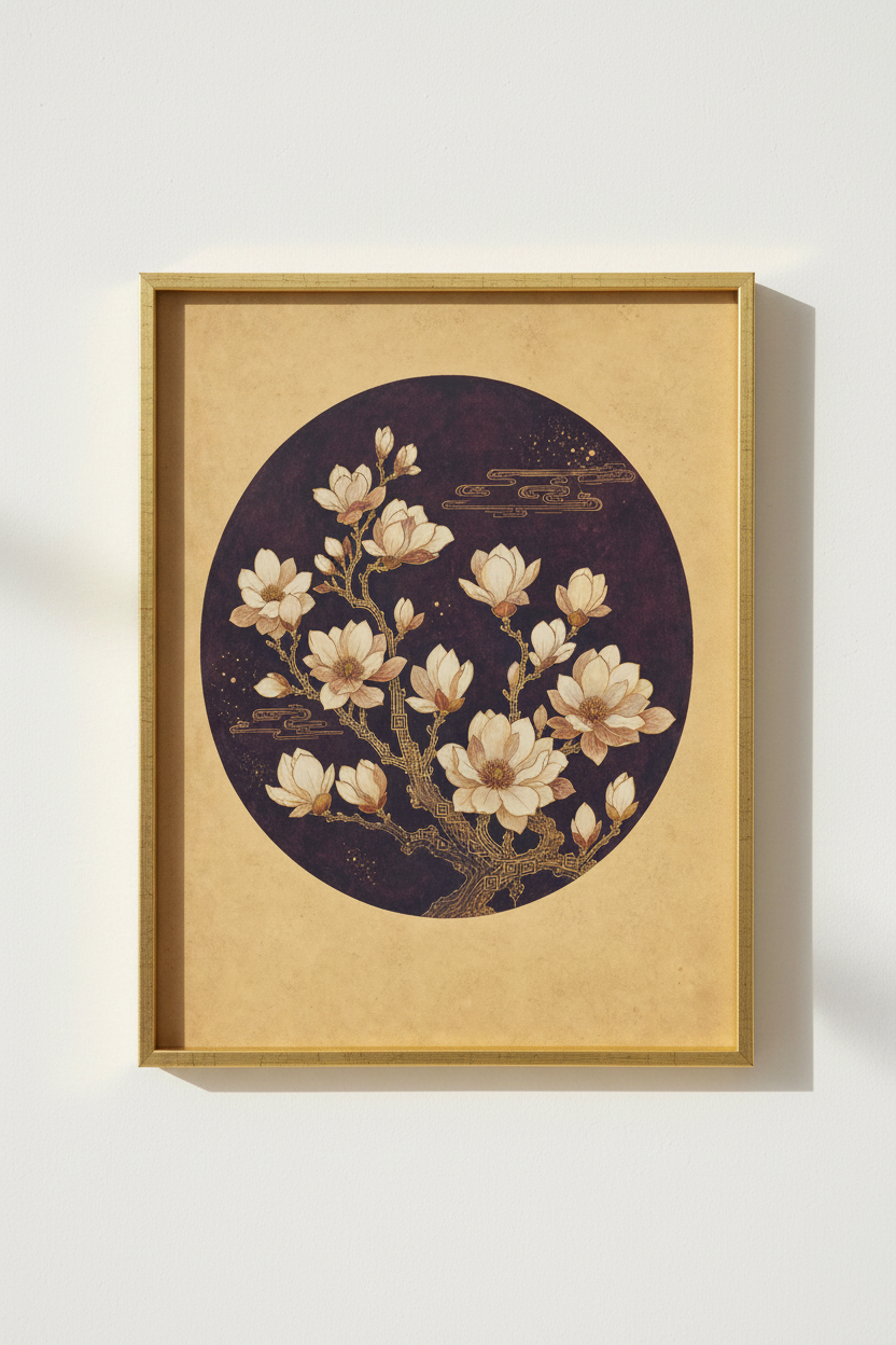 magnolia wall art | Vintage botanical, living room decor