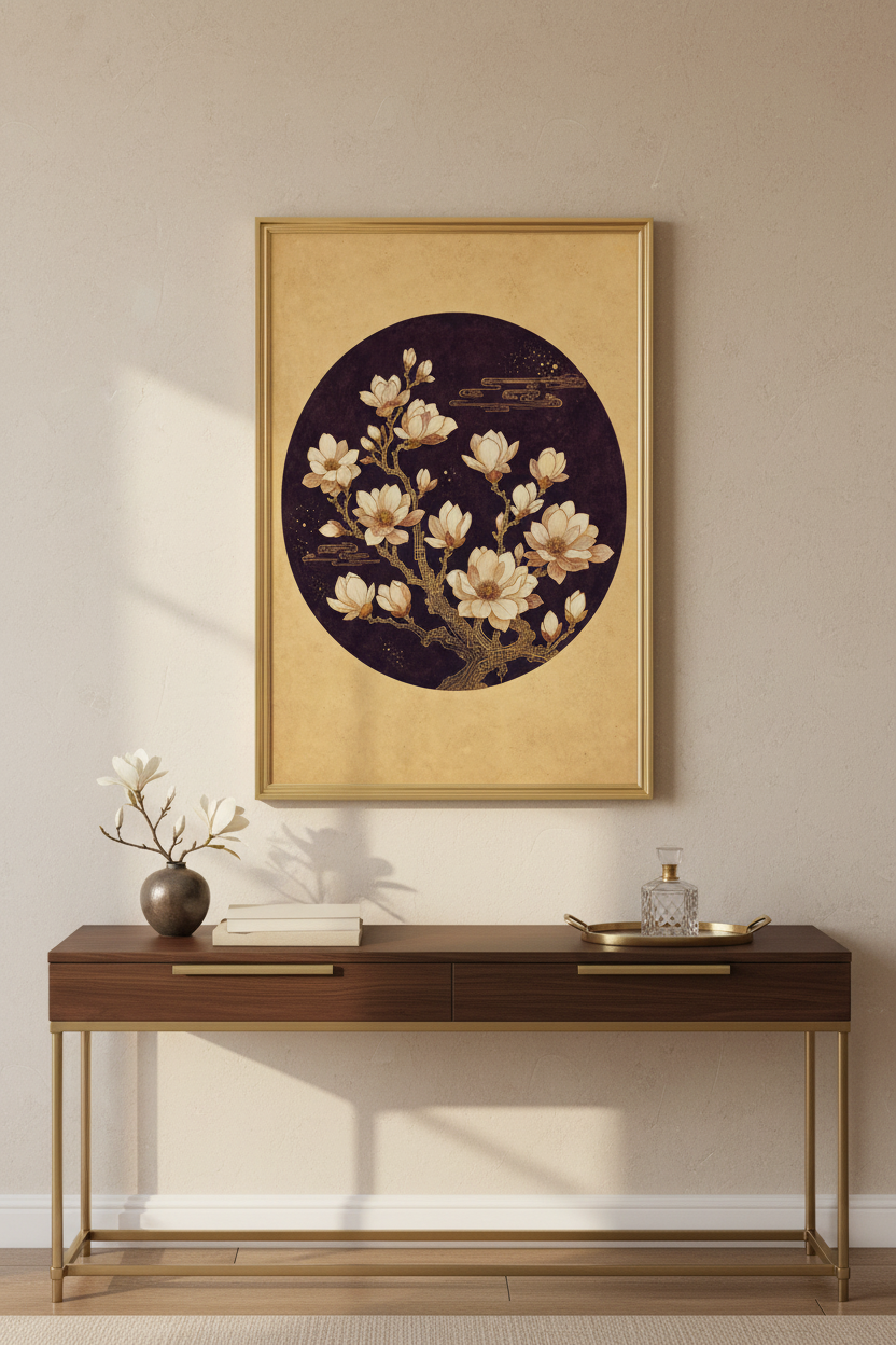 magnolia wall art | Vintage botanical, living room decor