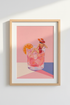 Retro Cocktail Art Print | Pink Bar Cart Decor, Modern Kitchen Poster