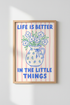 Floral Quote Wall Art Print | Pink Striped Poster, Danish Pastel Decor