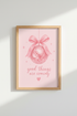 Preppy Pink Disco Ball Wall Art Print | Girly Coquette Dorm Decor | Aesthetic Poster