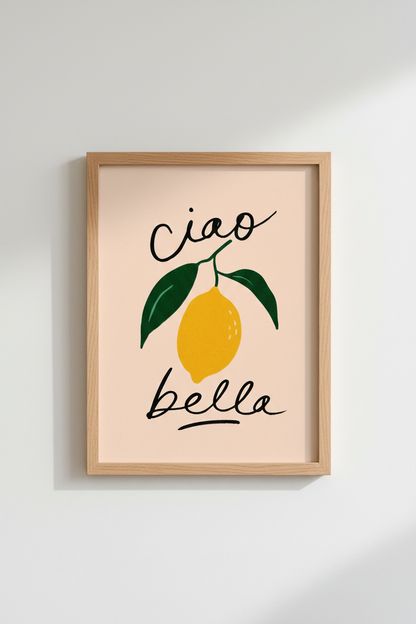 lemon wall art | bright citrus decor for kitchen | pastel poster