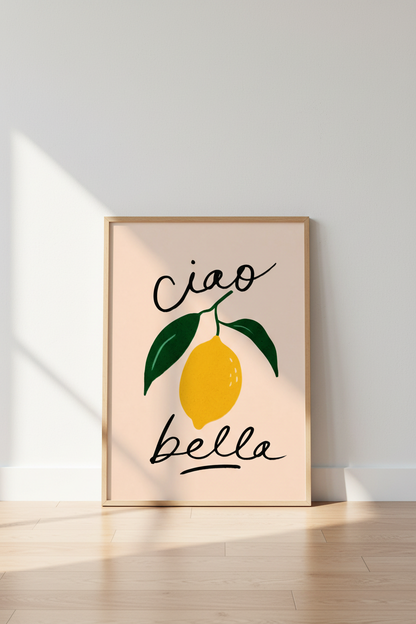 lemon wall art | bright citrus decor for kitchen | pastel poster