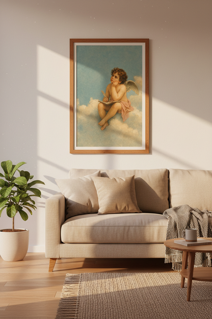 Classical Cherub Wall Art | Dreamy Angel Painting, Nursery &amp; Bedroom Decor