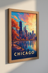 Chicago Skyline Wall Art Print | Office Home Decor | Modern City Travel Poster