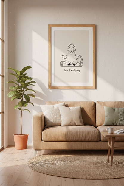 Yoga Sheep Meditation Art | Funny Animal Poster, Yoga Studio Decor